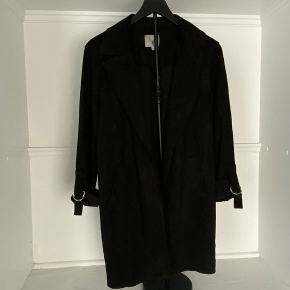 KUT FROM THE KLOTH Faye Faux Suede Open Jacket Black Womens Size Medium - Picture 3 of 11